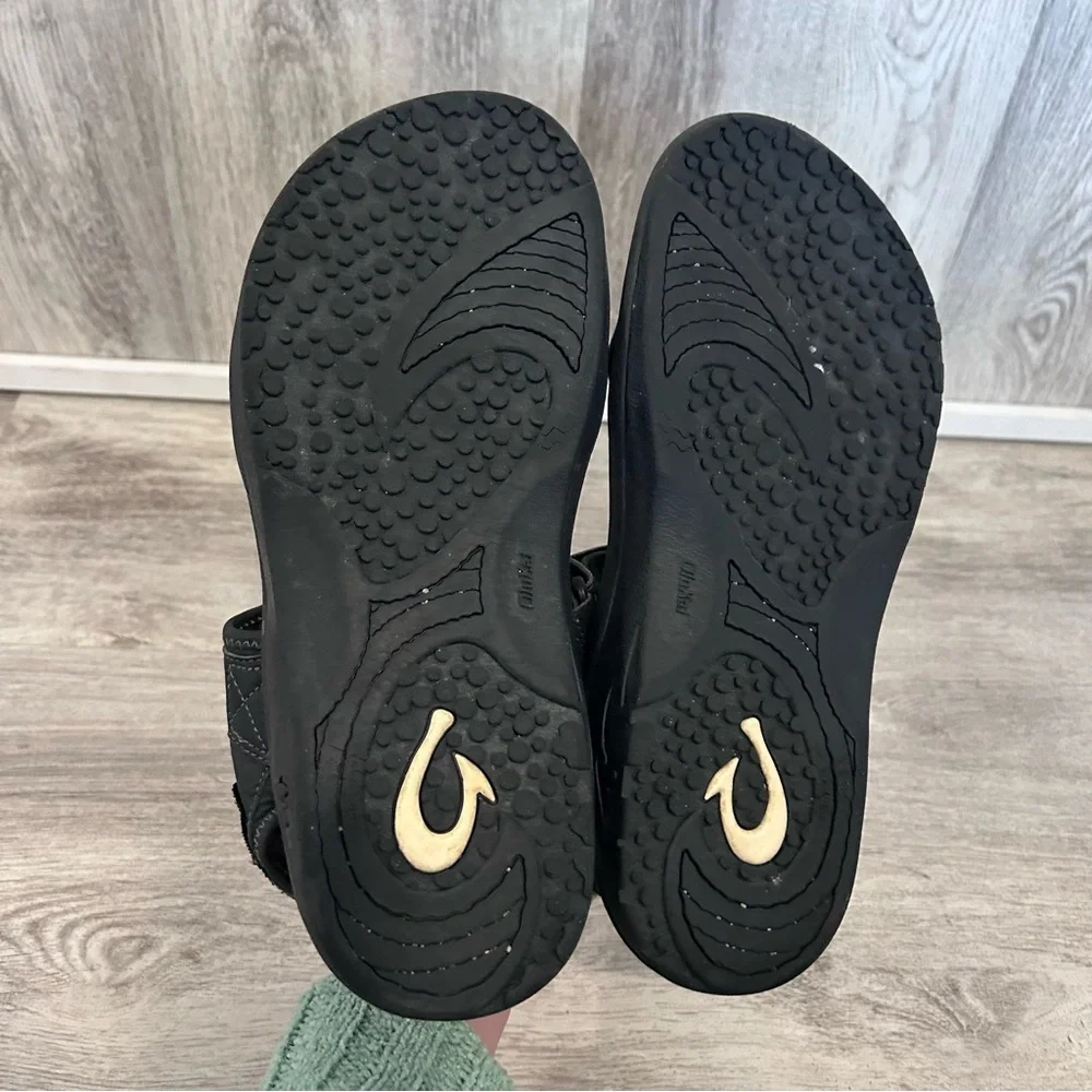 Olukai Waterproof Hiking Sandal Men's 10 Black Sz Hokua pahu Beach Outdoor